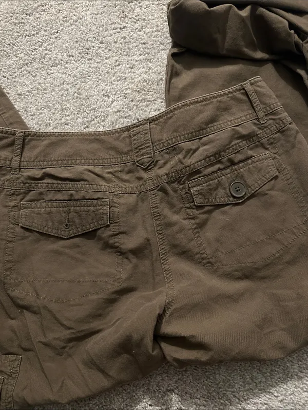 Vintage Ann Taylor Loft green cargo cropped or regular length pants size 4 - Image 4
