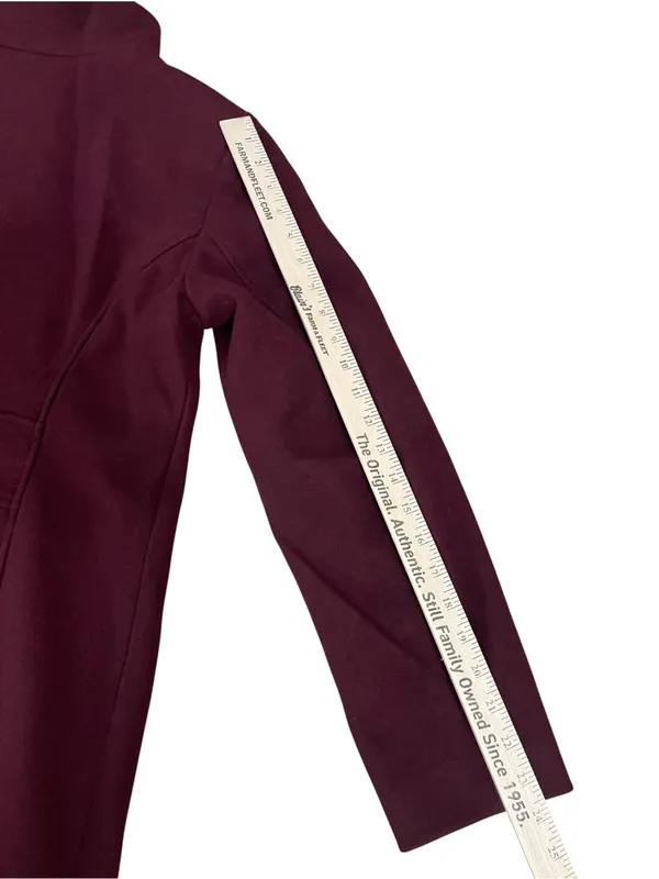 Vince Camuto Tailored Full Zip Snap Closure Pea Coat - Burgundy - Image 6