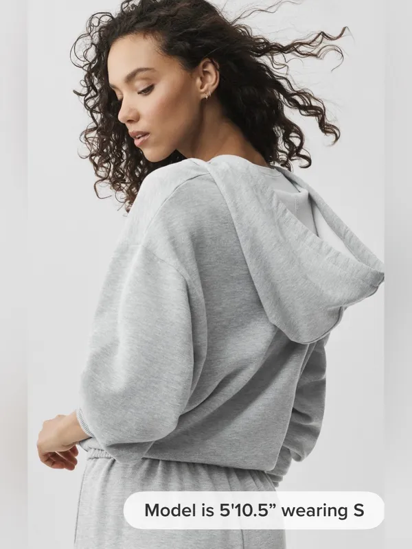 ALO Yoga NWT Accolade Full Zip Hoodie Athletic Heather Grey Relaxed Fit Size L - Image 2