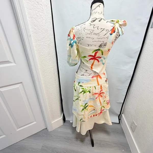 Farm Rio Asymmetric Cut-Out Tropical Dress Size XS - Skirt Altered/Modified - Image 6