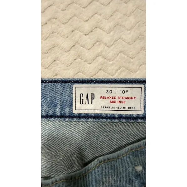 Gap Relaxed Straight Mid Rise Light Wash Blue Denim Jeans Size 30 10R 4435 - Image 3