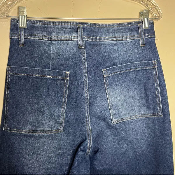 OAT New York High‎ Rise Wide Leg Raw Hem Cropped Denim Jeans - Image 8