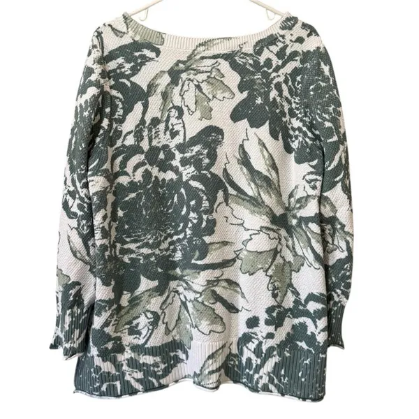 Soft Surroundings Marin Sweater Waffle-Knit Green Fern 100% Cotton Size 2X‎ - Image 2