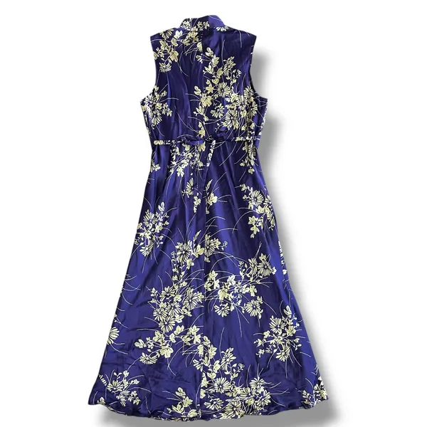 Jonathan Martin Studio 100%‎ Silk Purple Gold Floral Embroidered Midi Dress Sz 8 - Image 5