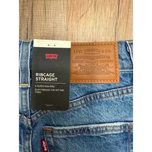 Levi's Ribcage Straight Jeans Women's 24x32 Super High Rise NWT Blue - Image 12