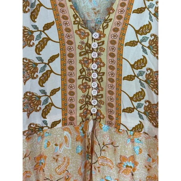 Petal + Pup womens maxi dress size 4 orange print long sleeve v neck tiered - Image 3