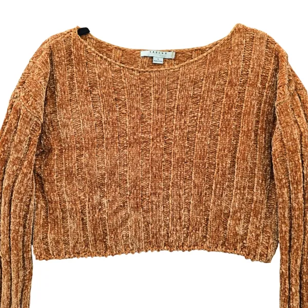 Yellow Crop Chenille Ribbed Y2K Favlux Vintage‎ Academia Cozy Sweater Small - Image 3