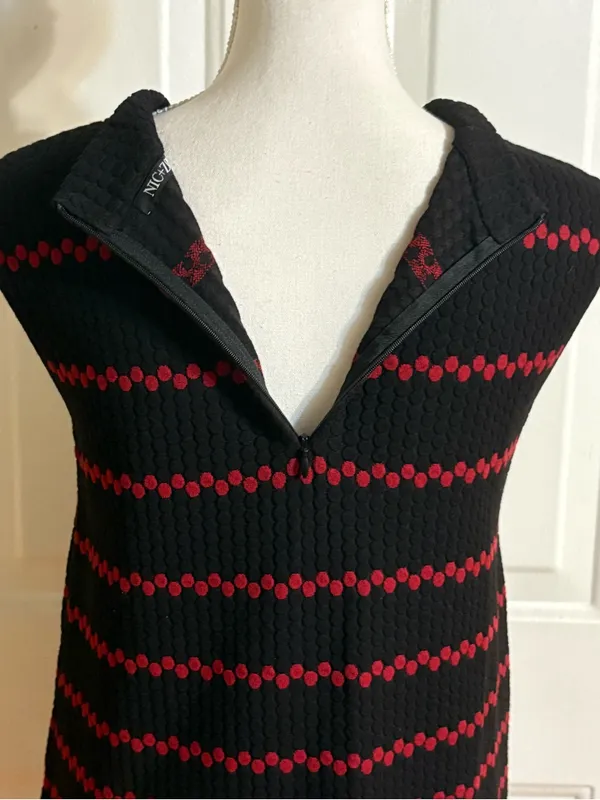 Nic+Zoe Fall Fever Jacquard shift dress in Black & Red size Large - Image 6
