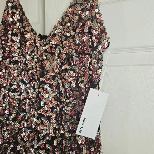 Reformation Jimmy Sparkle Mini Dress Sz‎ XS Sequined NEW - Image 5