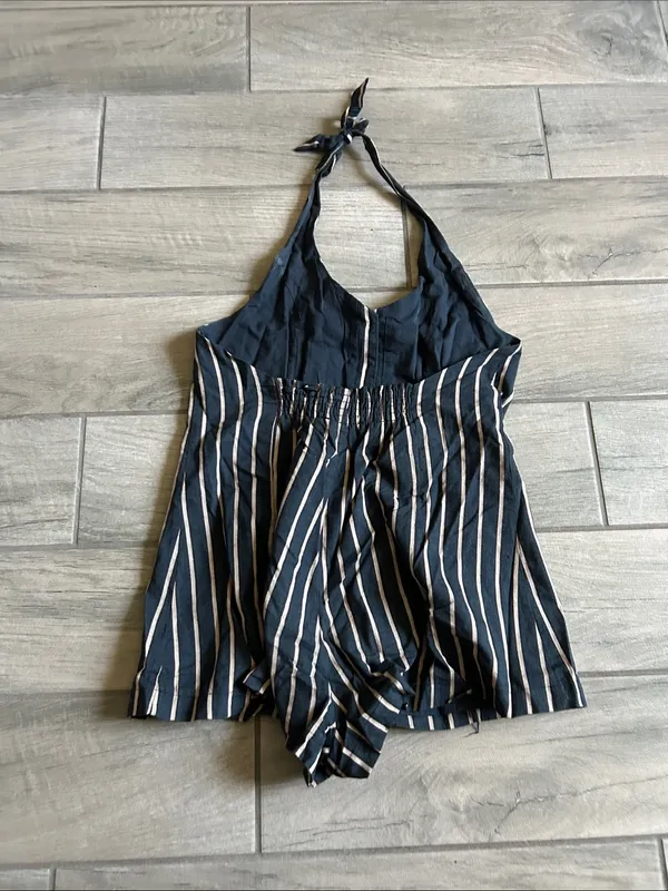 Dress Forum Vertical Stripe Halter Romper - Image 4
