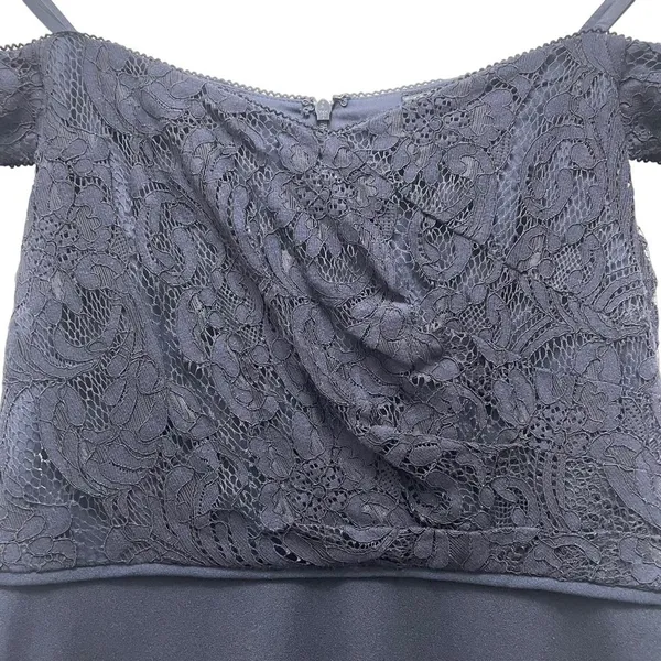 NWT Adrianna Papell Size 2 Navy Lace Off Shoulder Mermaid Formal Gown Dress - Image 6
