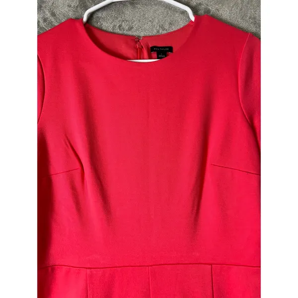 Ann Taylor Coral Pink Short Sleeve Seamed Fit and Flare A-Line Work Dress 6 New - Image 2