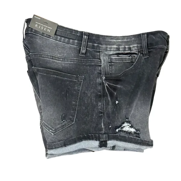 RISEN Women's‎ Medium Distressed Cuffed Denim Shorts Button Fly - Image 5