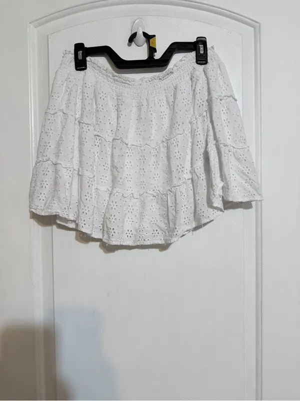 Justice White Eyelet Tiered Mini Skirt girls plus 16/18 - Image 6