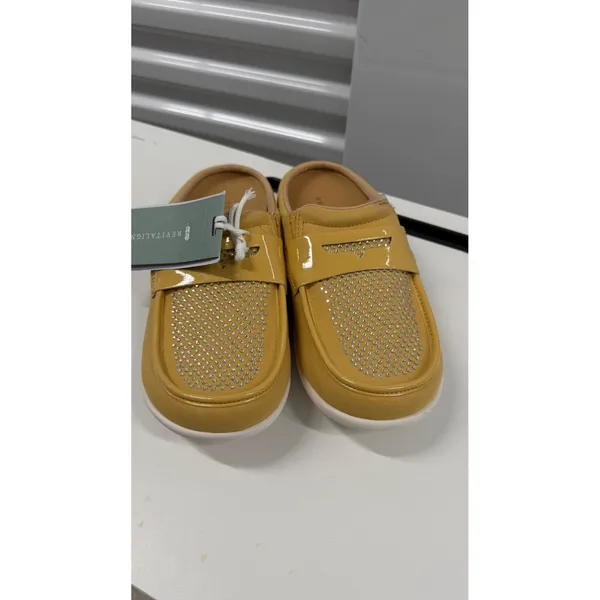 Revitalign Siesta Slide Gem Cornsilk Yellow Rhinestone Mules Size 10B - Image 2