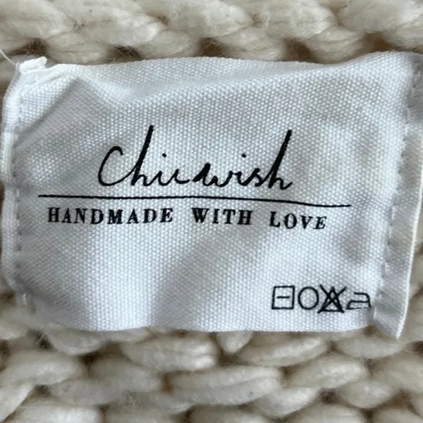 Chicwish Knit Your Love Ivory Heart Shape Pompoms Chunky Knit Cardigan Sweater S - Image 5