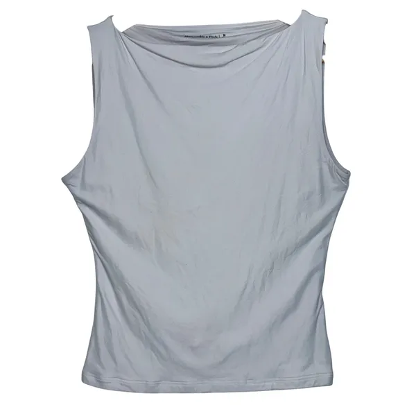Abercrombie & Fitch Gray Modal Blend Sleeveless Boat Neck Blouse Womens Size M - Image 2