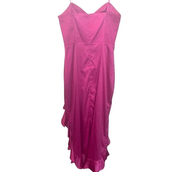 AQUA Strapless Ruffle High Slit Maxi Dress - Image 5