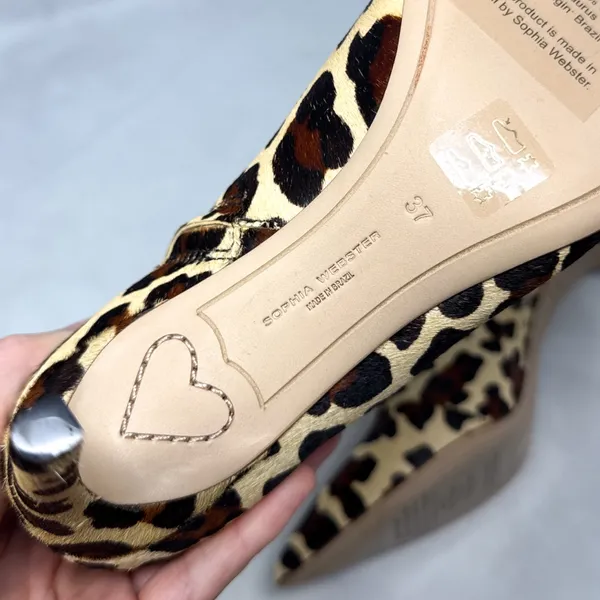 NEW Sophia Webster Rizzo Leopard Calf Hair Pointed Toe Mid Height Ankle Boots 37 - Image 11