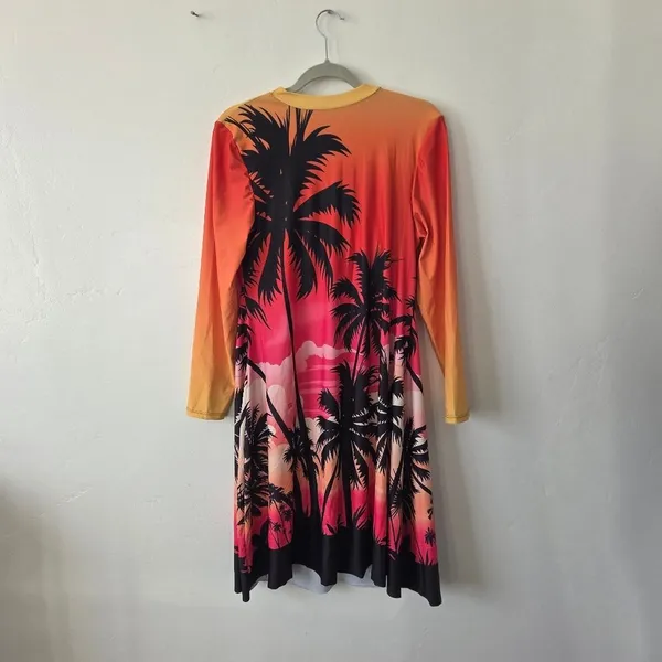 Scuba Dress Beach Pool Swimdress Thick Modest Swimwear Padded Vacation Palm L - Image 6