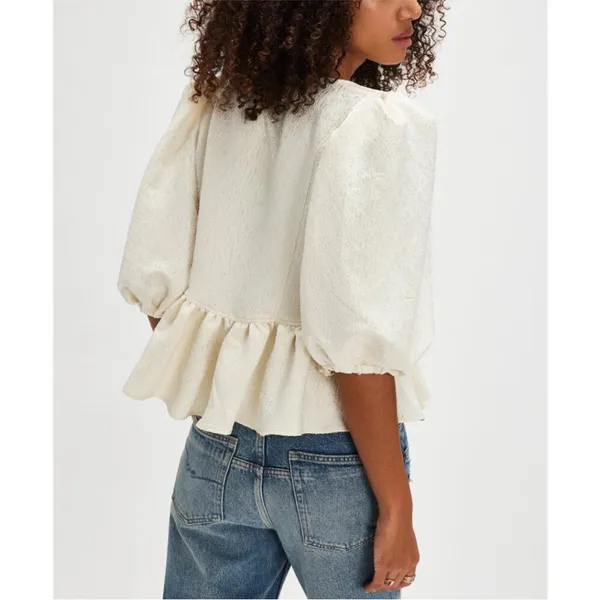 Free People NEW Pamela Bow Top in White Alyssum M - Image 5