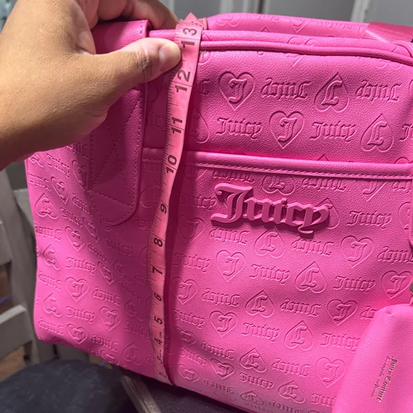 JUICY COUTURE Hot Pink Embossed Shoulder Weekender Bag & Small Coin Purse - Image 14