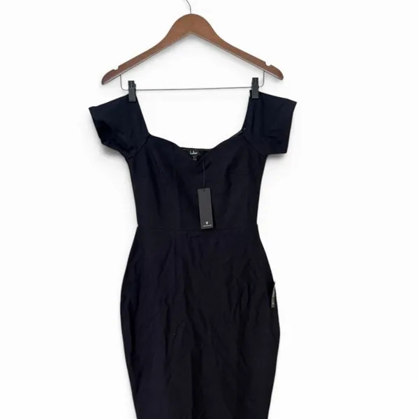 Lulus How Much I Care Midnight Blue Off-the-Shoulder Midi Dress size S NWT - Image 6