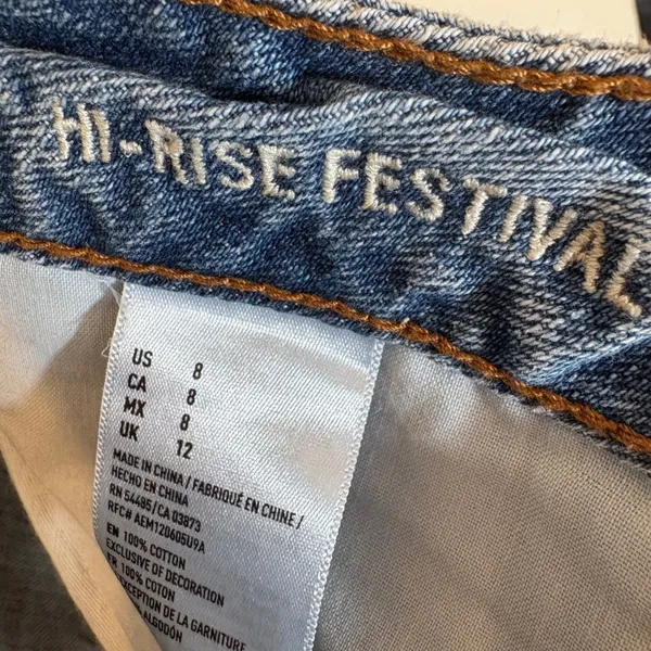 American‎ Eagle Hi-Rise Festival Denim Shorts Distressed Size 8 - Image 6