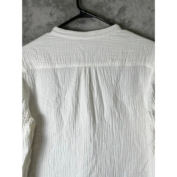 Rag &‎ Bone White Gauze Cotton Henley Blouse Women's XS Classic Minimalist Chic - Image 4