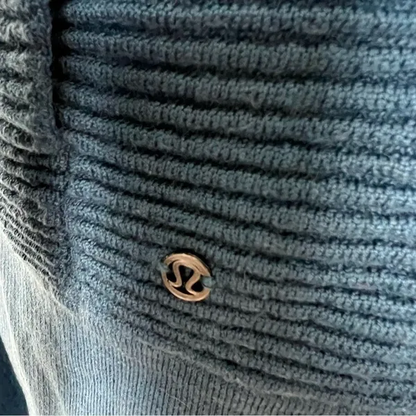 Lululemon Merino Sit In Lotus Wrap II Petrol Blue Open Front Cardigan Size 6 - Image 3