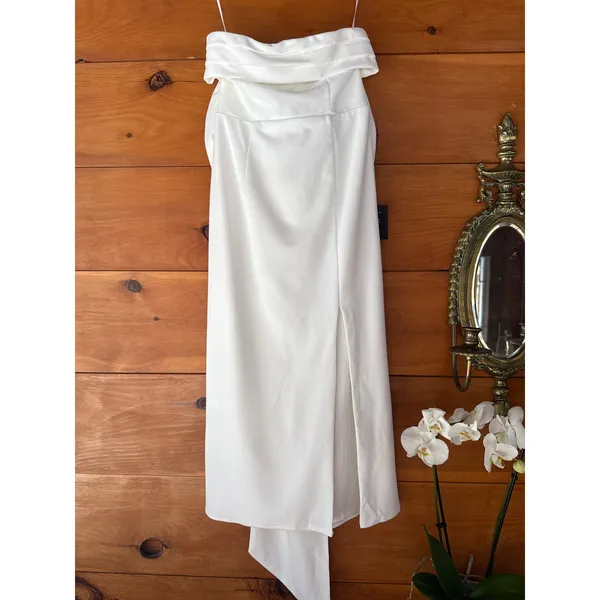 NWT Lulus Fabulous Phenomenon White Strapless Bow Midi Dress Gala Banquet Size M - Image 3