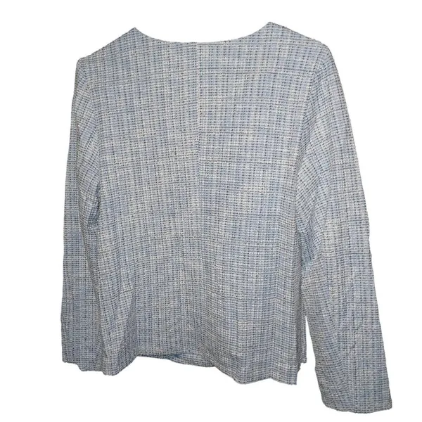 MEROKEETY Women's Textured Blazer‎ Jacket Light Blue Button Front Size M - Image 2