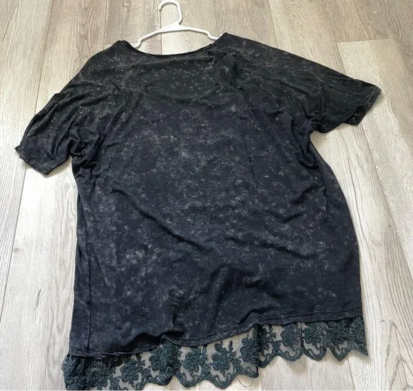 Bohemian Chic Top lace trim pol womens Black (large) whimsigoth witch grunge - Image 4