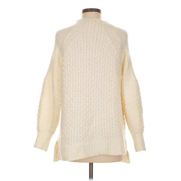By Anthropologie Ivory Alpaca Blend Textured Mock Neck Sweater Size M - Image 7