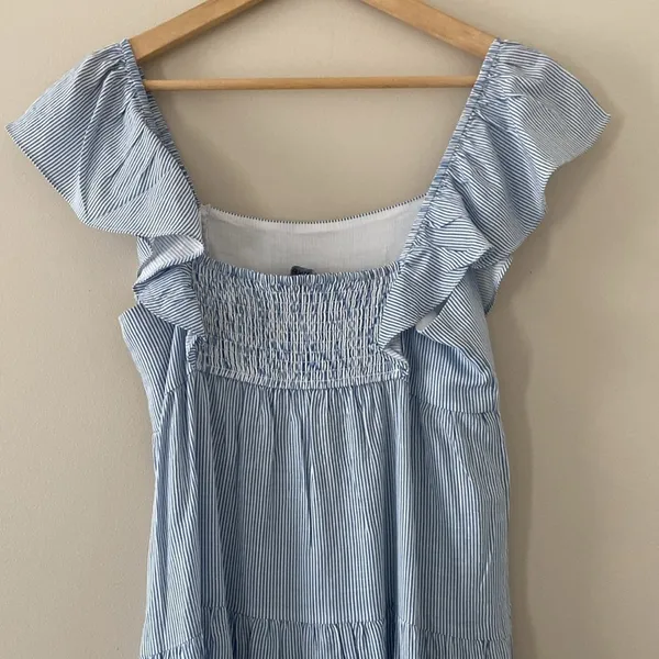 MinkPink‎ Aries Tiered Midi Dress In Blue/white Stripe Size M - Image 7