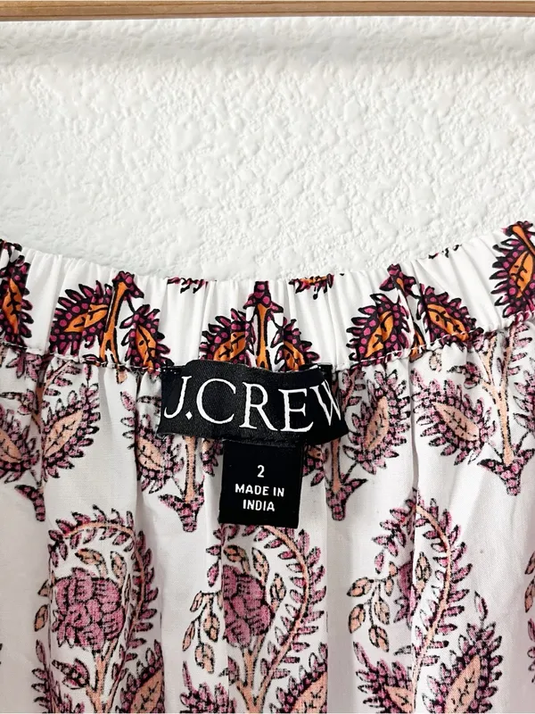 J.Crew Bouquet Block Print Cotton Poplin Cottagecore Vacation Floral Mini Dress - Image 3