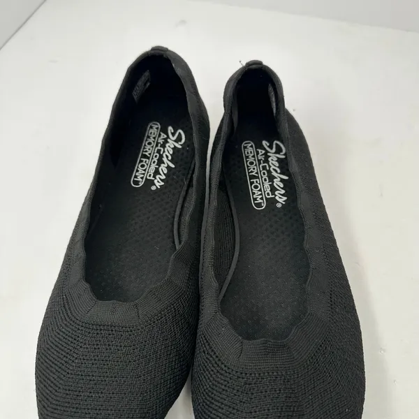 Skechers Women size 9 Cleo Black Knit Ballet Flats Memory Foam Slip On Comfort - Image 10