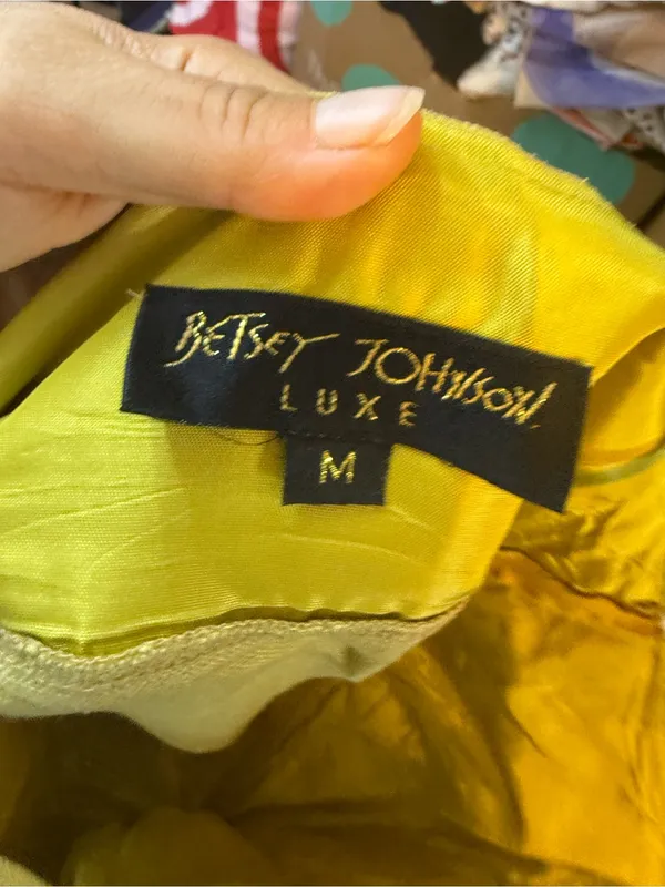 Betsey Johnson Luxe Mustard Yellow Vintage Y2K Babydoll Linen Mini Dress - Image 3