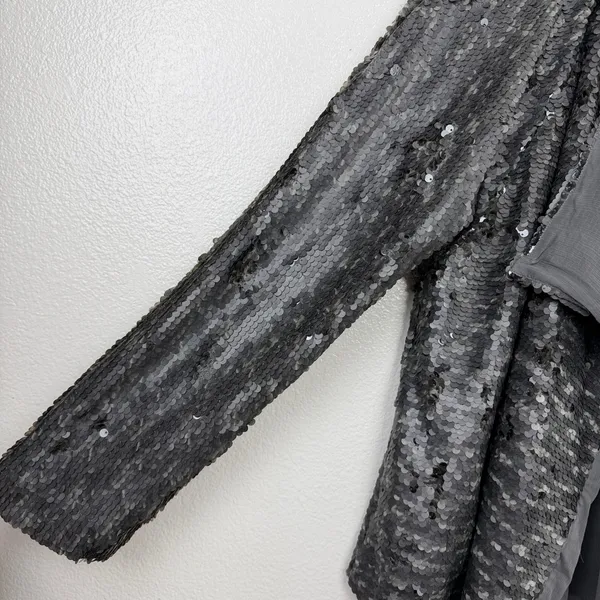 Free People Jacket Womens Large Gray Sequin Open Front Draped Long Sleeve Party - Image 3