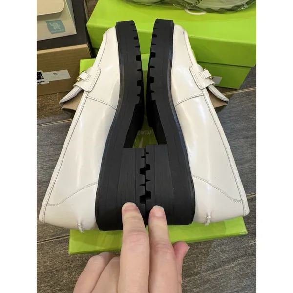 Sam Edelman Womens Tully White Shiny Box Size 8.5‎ Lug Sole Equestrian - Image 8