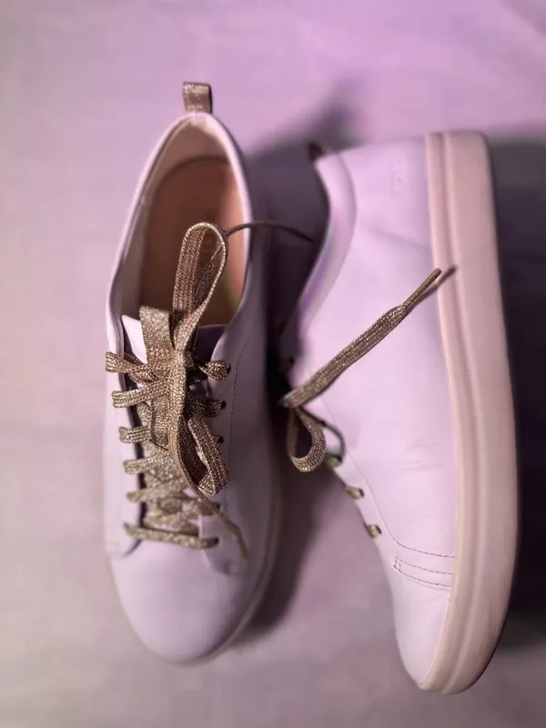 Vionic White Low-Top Sneakers with Gold Laces - Image 5
