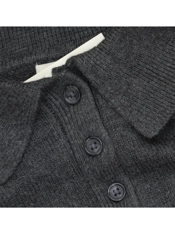 NWT A New Day Knit Polo Collar Ribbed Cuff Sweater Dress Dark Heather Gray M - Image 6