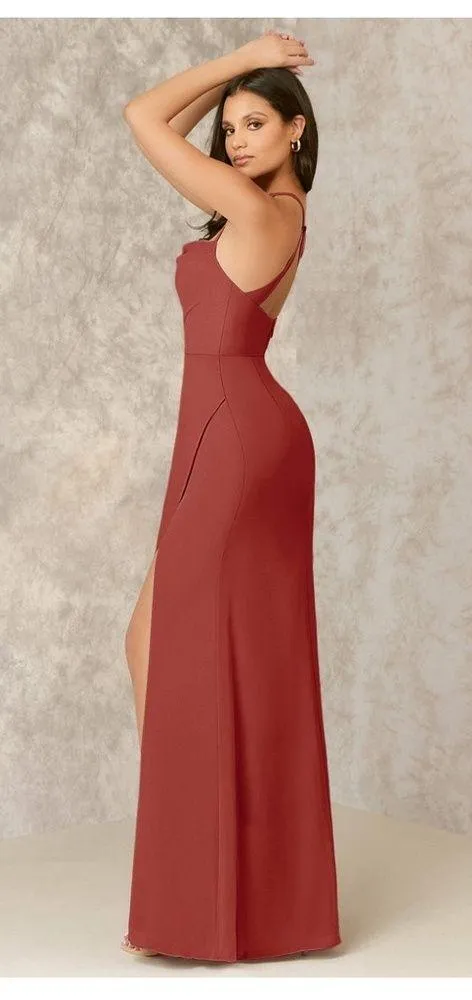 Azazie X KENDALL + KYLIE Cowl Scoop Chiffon Mermaid Dress Terracotta - Image 6