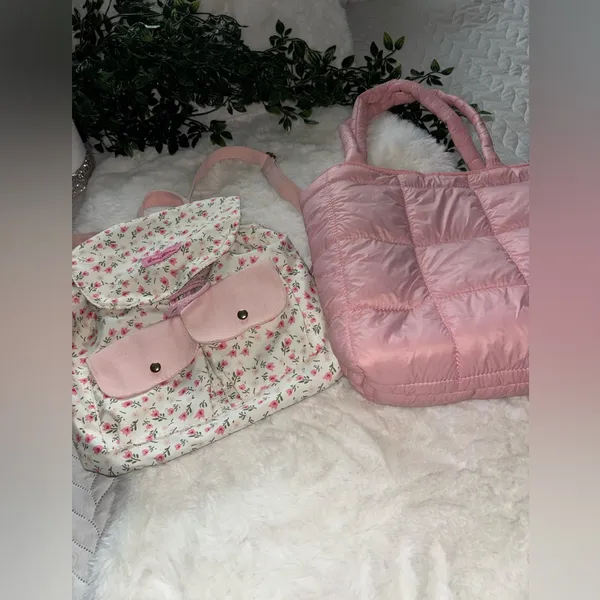 Pretty Feminine Cottagecore Floral Backpack & Puffer purse shoulder bag bundle - Image 6