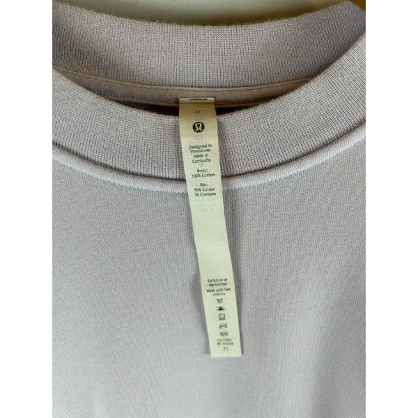 Lululemon Perfectly Oversized Crewneck Sweatshirt Lavender‎ Purple Cotton Size 0 - Image 3