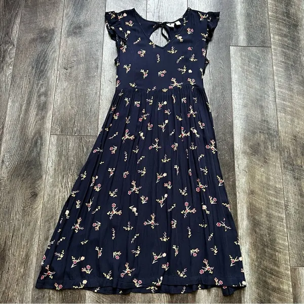 Roxy Rush Minute Short Sleeve Midi Dress Navy Floral Size Small - Image 10