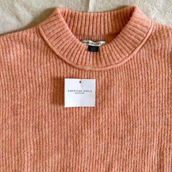 American Eagle Crewneck Sweater Size S Pink Orange NWT Soft Cozy Knit AEO - Image 2