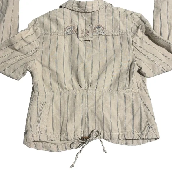 Vintage Women's Diesel‎ Flight Bright Cream Stripe Short Blazer Jacket Sz Small - Image 6