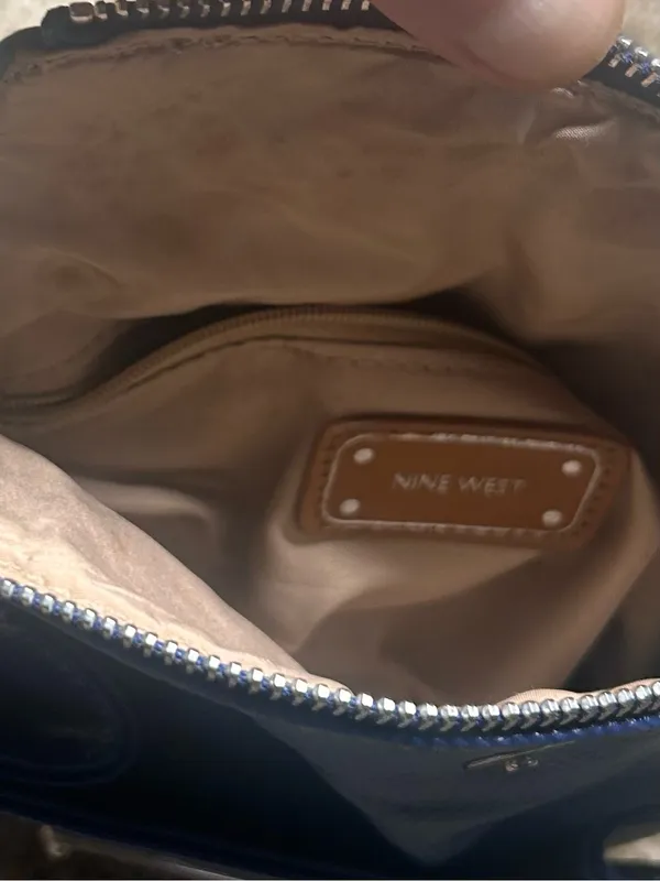 Nine West Blue Leather Crossbody Saddle Bag - Image 6
