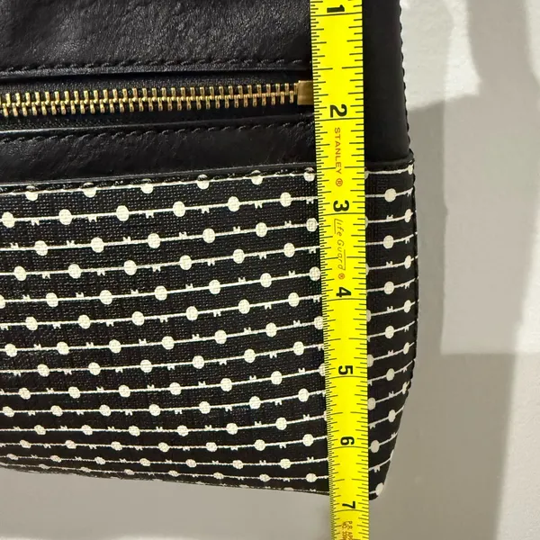 Fossil Fiona Striped Crossbody Bag Purse Handbag Black White Brown‎ With Key N - Image 11